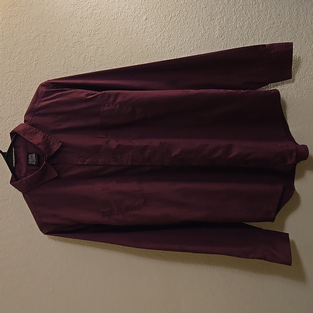 Suicide Squad Joker Burgundy Button-Up Shirt - Medium